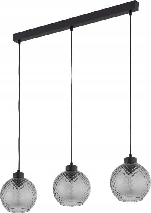 Lampa sufitowa wisząca 100cm Czarna z 3 szklanymi przyciemnionymi kloszami