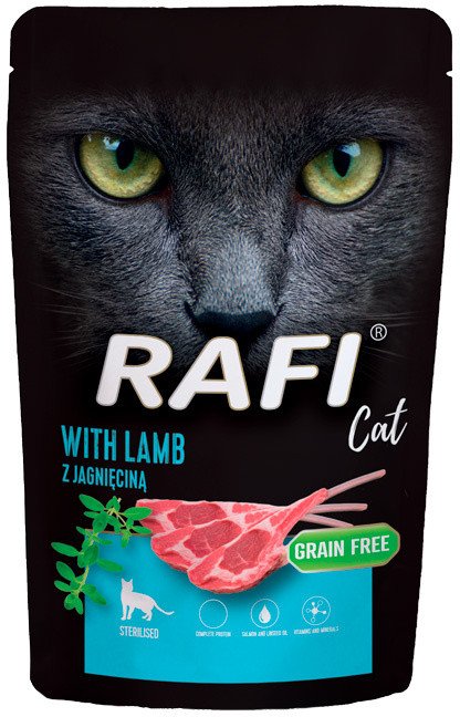 Mokra karma dla kotów sterylizowanych z jagnięciną Rafi Cat Adult 100 g