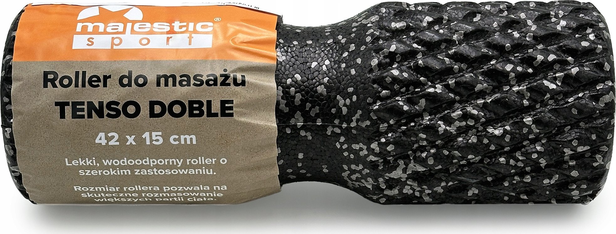 Roller do masażu Majestic Sport TENSO DOBLE 42x15 cm z wypustkami czarno-szary