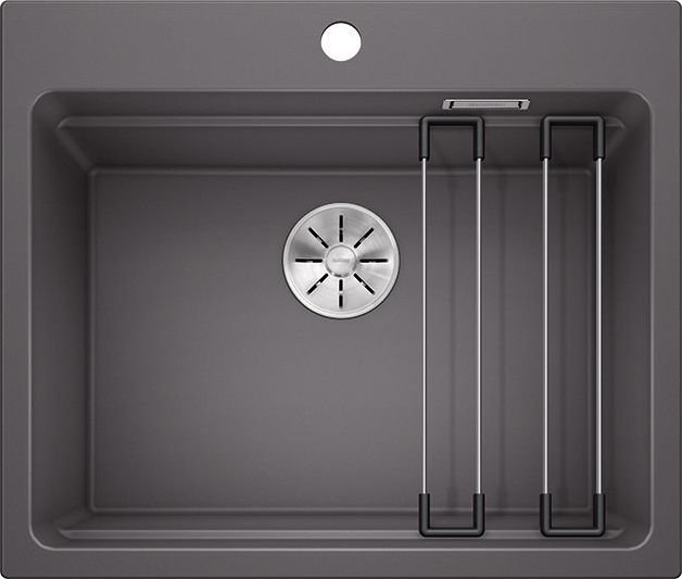 Zlewozmywak Blanco Etagon 6 Silgranit szarość skały z korkiem InFino + szyny (524540)