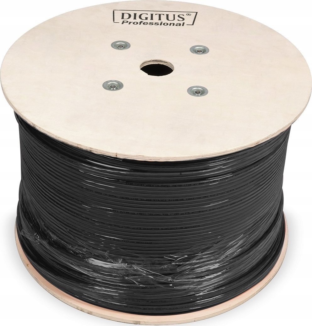 Digitus Kabel teleinformatyczny U/UTP kat.6 PE zewnętrzny suchy czarny Fca DK-1611-V-5-OD /500m/