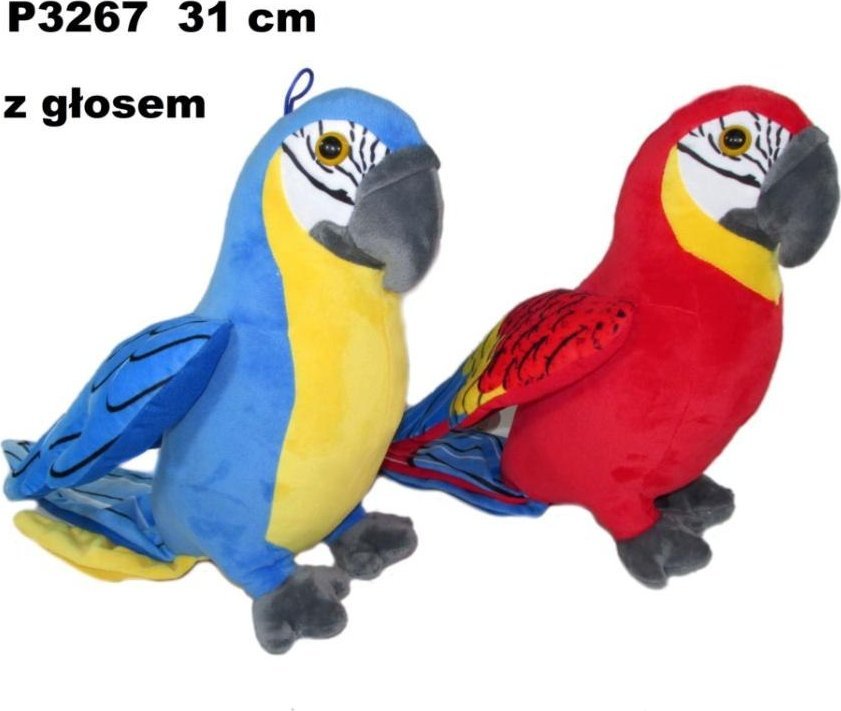 Papuga z głosem 31cm MIX