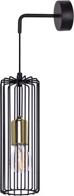 Kinkiet Lumes Czarno-złoty loftowy kinkiet tuba - S778-Kela