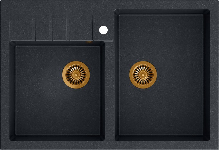 Zlewozmywak Quadron BILL 120 GraniteQ black diamond/elementy miedziane