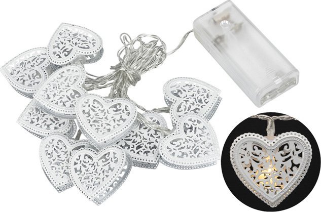 Lampki choinkowe Platinium Łańcuch ledowy Serca girlanda na baterie