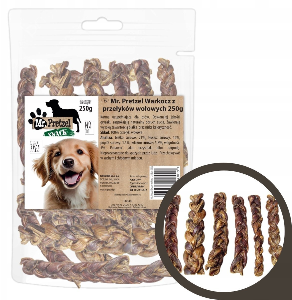 Maced Warkocz z przełyków wołowych 250g