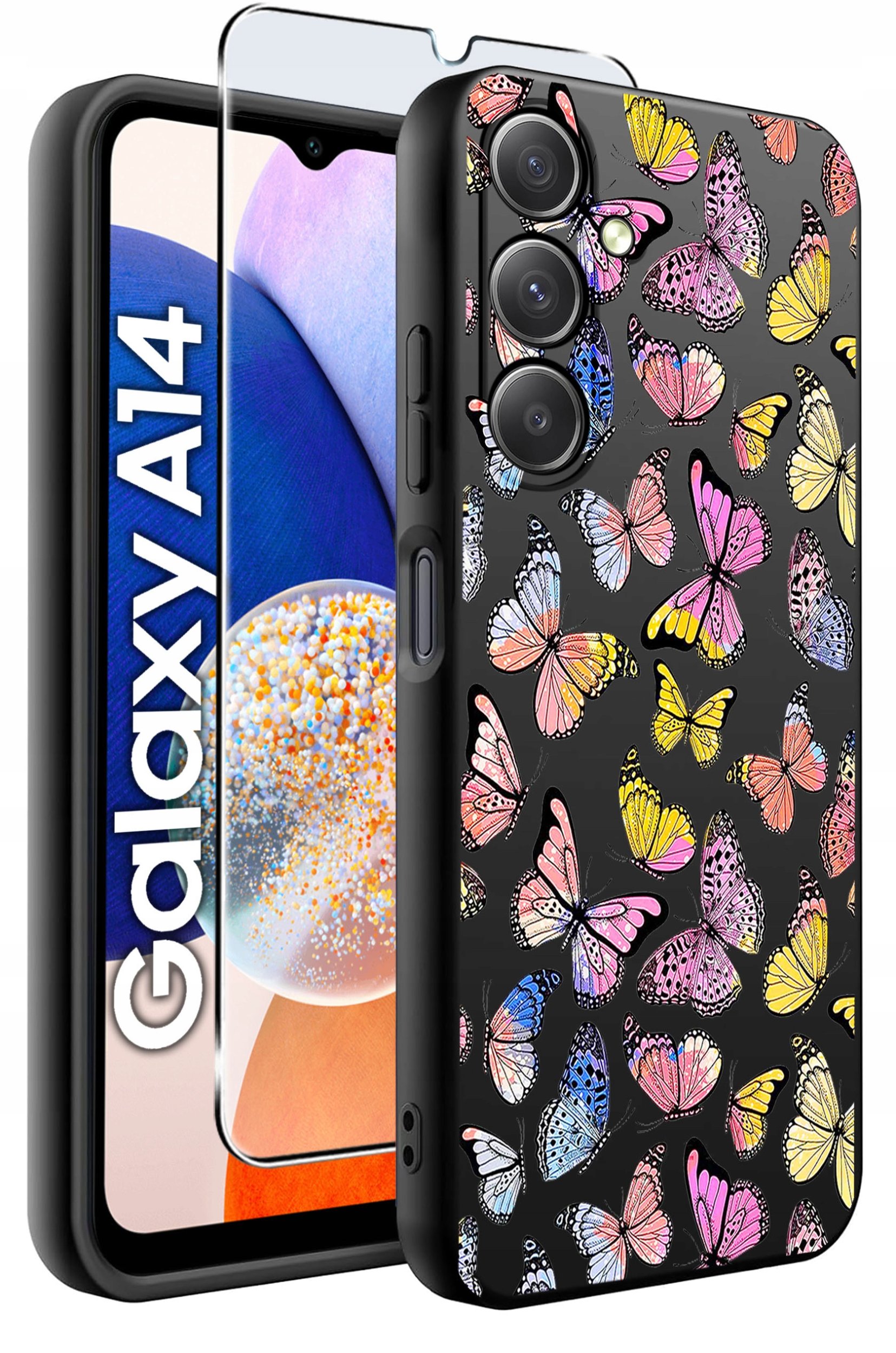 ETUI do Samsung A14 5G WZORY | SILIKONOWE MATT CASE + SZKŁO HARTOWANE 9H