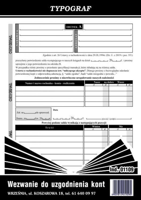Typograf Druk Wezwanie do uzgodnienia kont Typograf