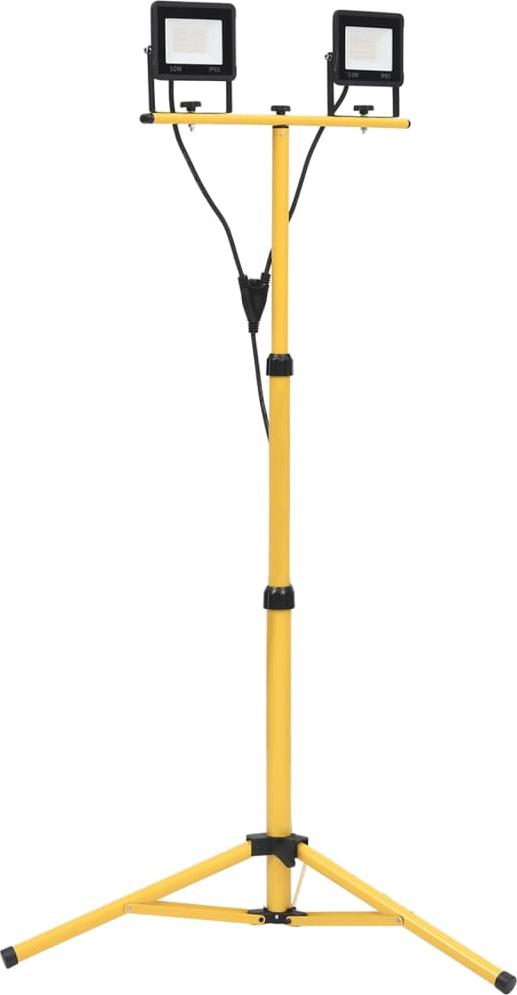 vidaXL Reflektor LED ze stojakiem, 2x50 W, ciepłe białe światło