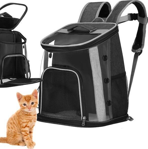 Springos Transporter dla kota królika psa do 15 kg 38 x 34 x 26 cm torba transportowa plecak czarny UNIWERSALNY