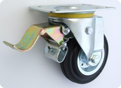 Zabi Koło metalowo-gumowe w obudowie skrętnej z hamulcem 200mm - 65H