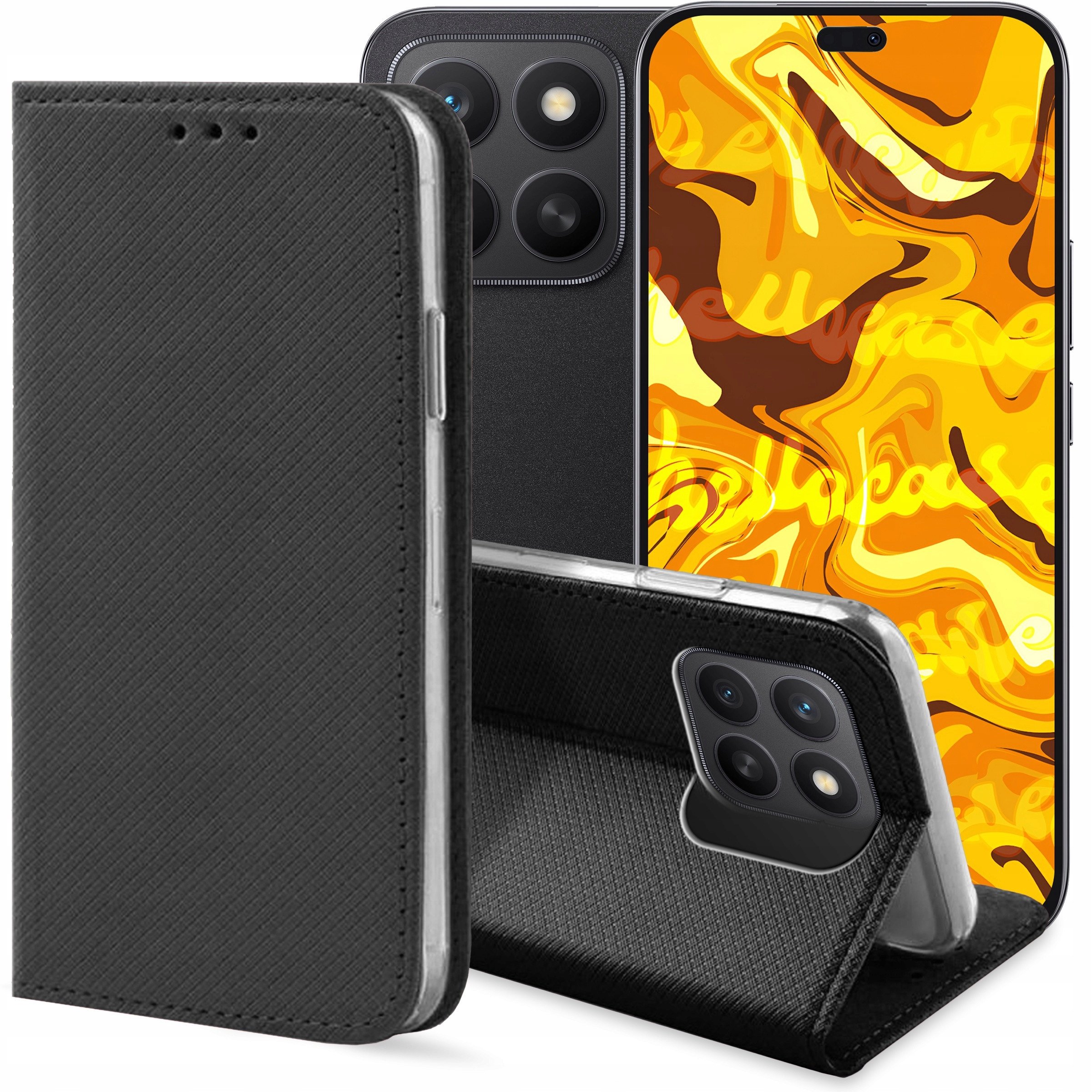 ETUI Z KLAPKĄ DO HONOR X8C 4G CZARNE ZAMYKANE MAGNETYCZNE KABURA OCHRONNE