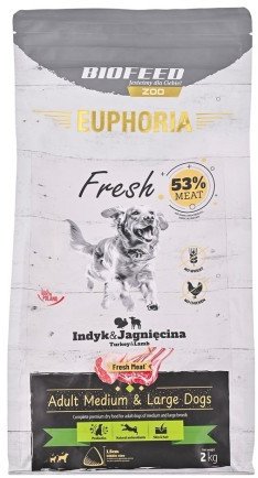 BIOFEED Euphoria Fresh Meat Indyk/Jagnię M/L 2kg