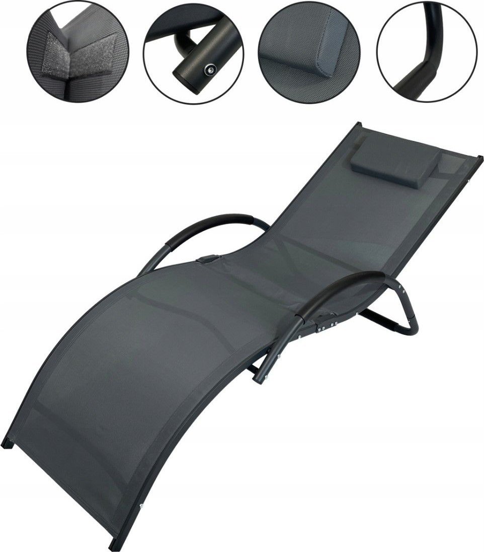 kontrast Leżak ogrodowy aluminiowy leżanka fotel bujany SWING szary
