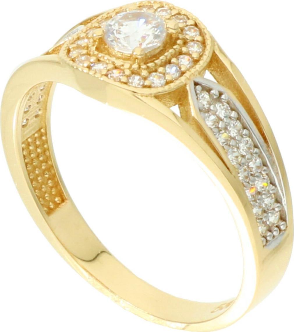 Rosanto Złoty pierścionek w stylu Art Deco z cyrkoniami roz. 16 585 14k