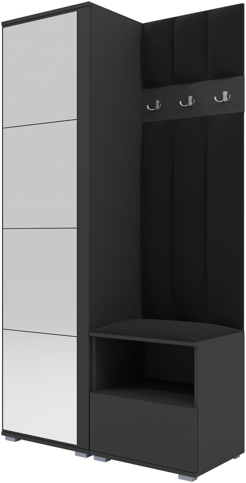 Tapicerowana garderoba Nela I LUX z lustrem - kolor grafitowy + tkanina Trinity 16