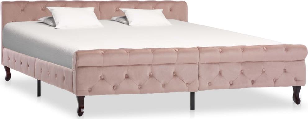 vidaXL Rama łóżka, różowa, tapicerowana aksamitem, 180 x 200 cm
