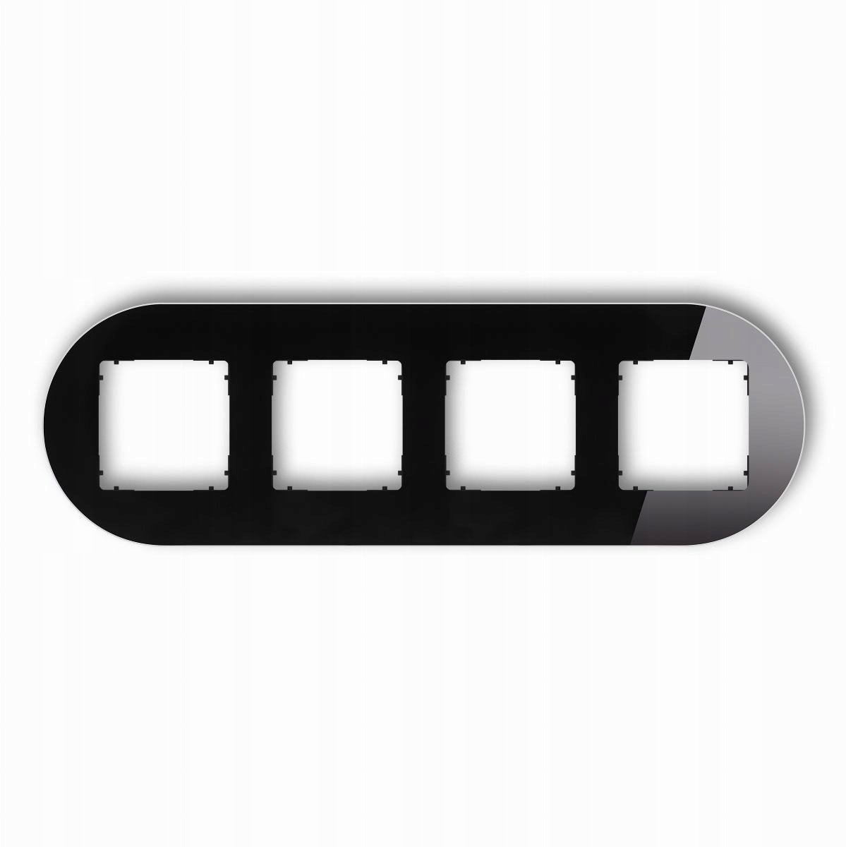 Karlik Ramka uniwersalna poczwórna okrągła - efekt szkła (ramka: czarna spód: czarny) 12-12-IRSO-4
