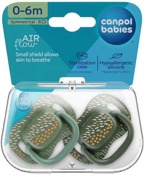 Smoczek symetryczny 0-6 m 2 szt. Mountains zielony Canpol babies