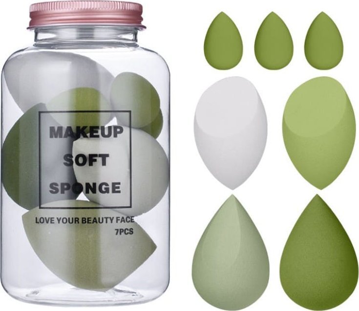 eCarla Zestaw 7 gąbeczek do makijażu AVOCADO GREEN GB06ZIE