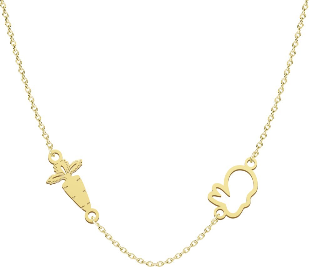 MEJK Jewellery Naszyjnik z Królikiem i Marchewką srebro pozłacane