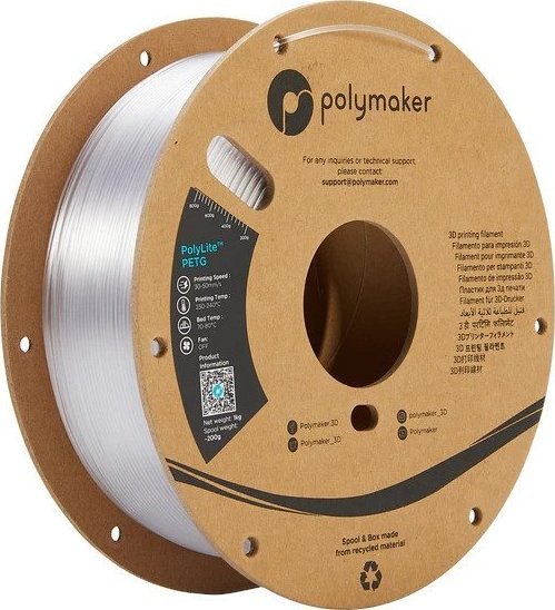Poly Filament Polymaker PolyLite PETG 1,75mm 1kg - Transparent}