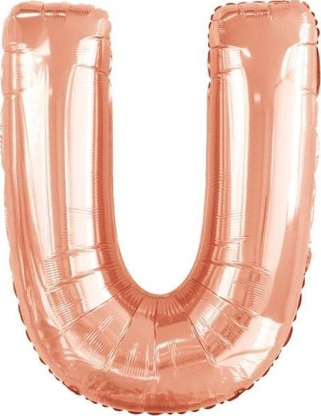 Balon foliowy litera U różowe złoto 65,5x86cm