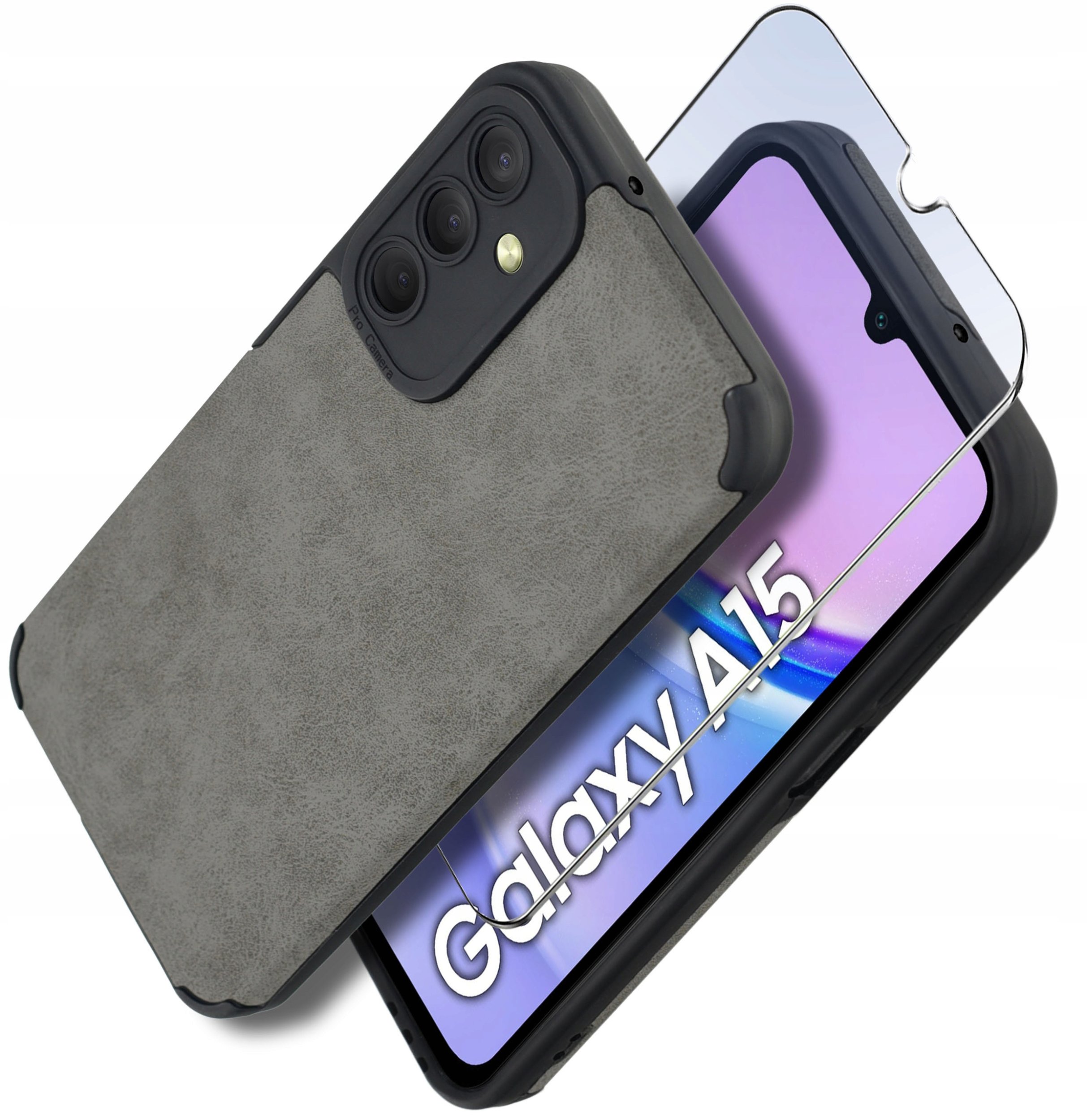 Etui do Samsung A15 5G silikonowe SKÓRZANE VINTAGE CASE + Szkło na ekran 9H