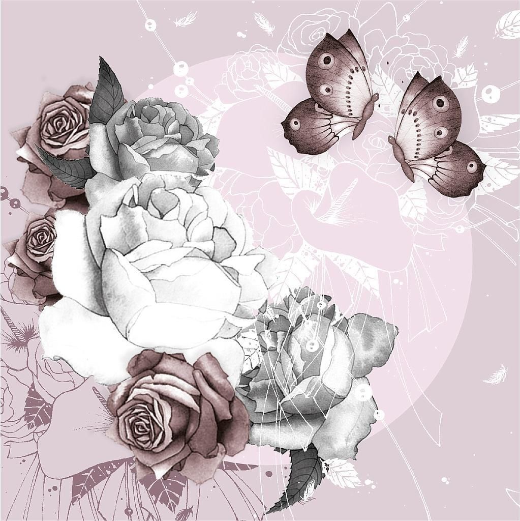 Clear Creation Karnet kwadrat CL0923 Kwiaty i motyle