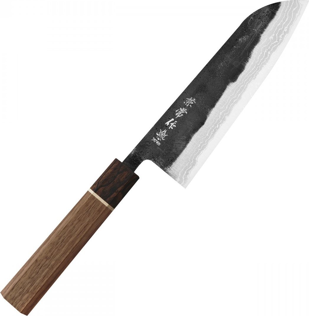 Kanetsune Shirogami#2 Damascus MATSU-ZUMI-YAKI Nóż Santoku 17 cm