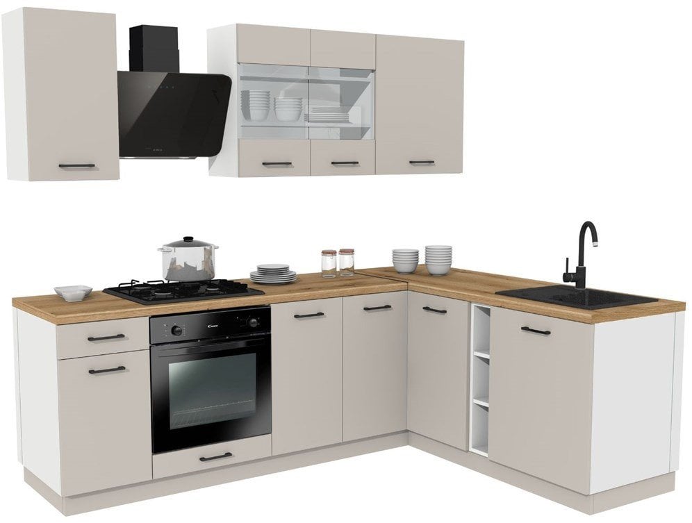 MEBLE KUCHENNE ZESTAW VARIO Z1 240x180CM KASZMIR BLAT DĄB EVOKE BEZ AGD