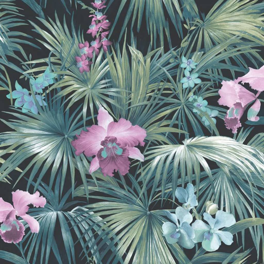 Noordwand Noordwand Tapeta Tropical Flowers, zielona