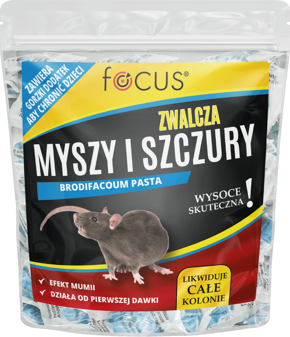 Trutka na myszy i szczury pasta brodifacoum Focus 1 kg