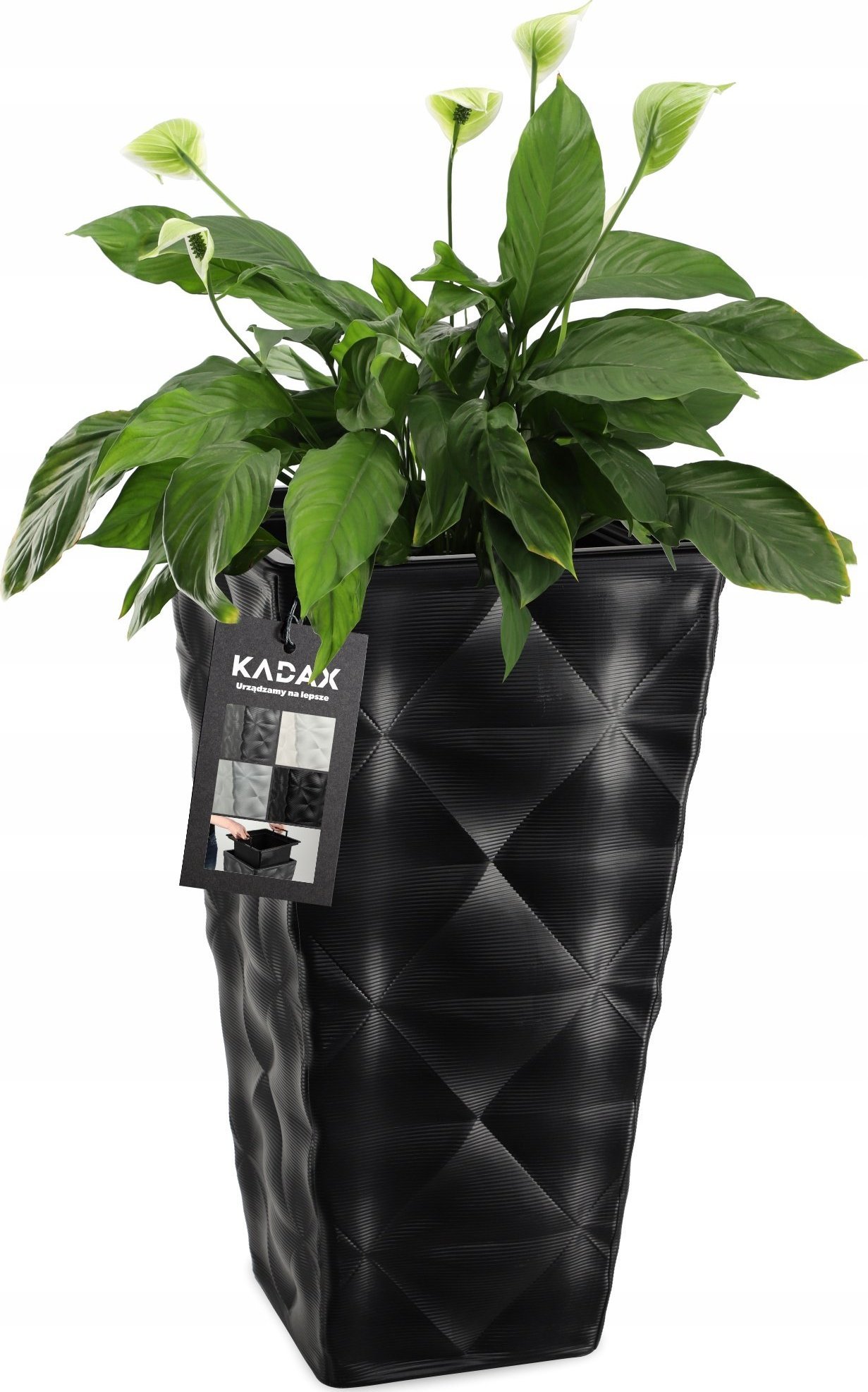 Kadax Doniczka Donica + Wkład Osłonka Kwiaty Czarna 56cm