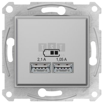 SDN2710260 Sedna Gniazdo ładowarki USB 2.1A aluminium SDN2710260