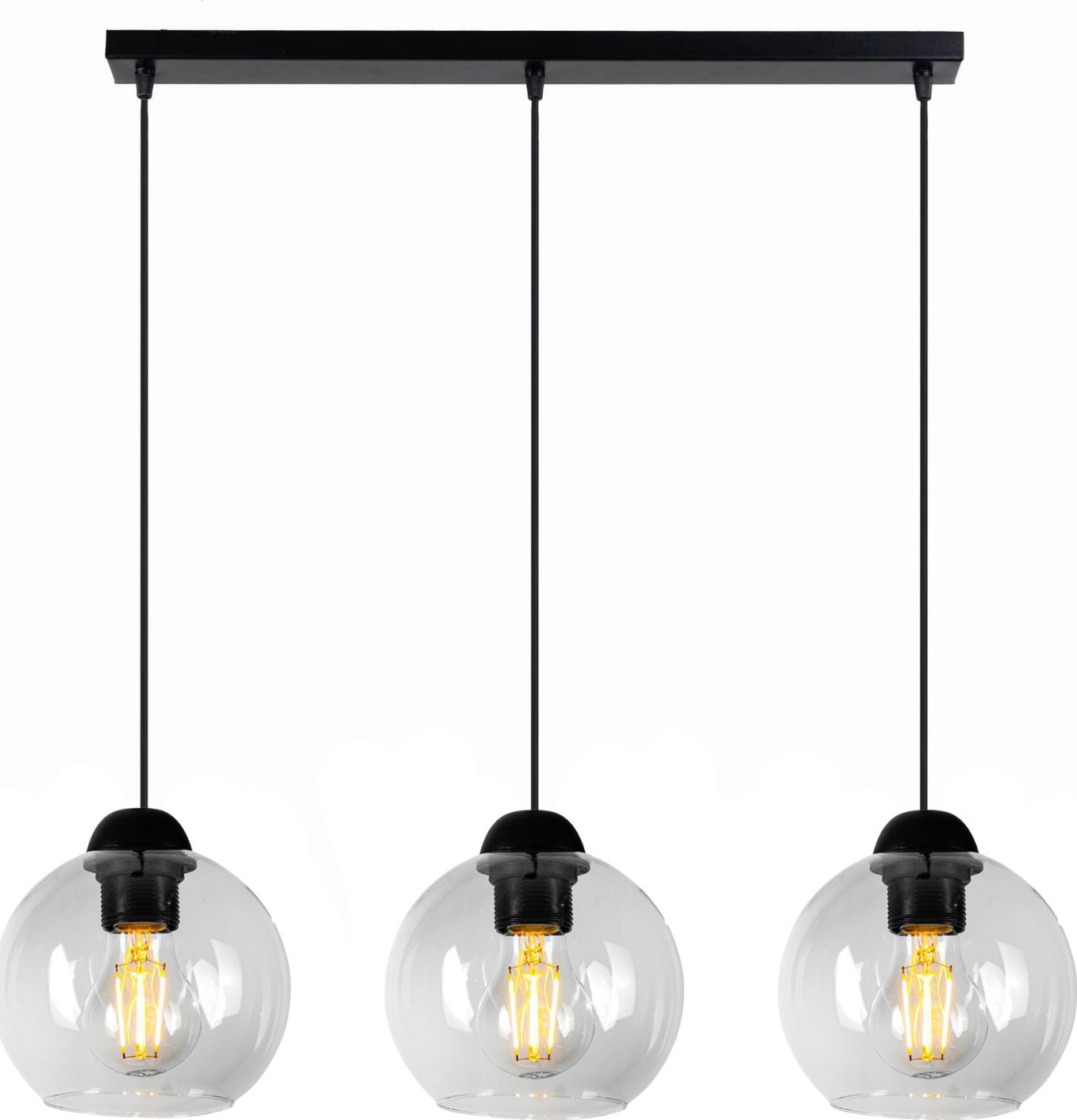 Lampa wisząca żyrandol 3 żarówki czarna BOLL