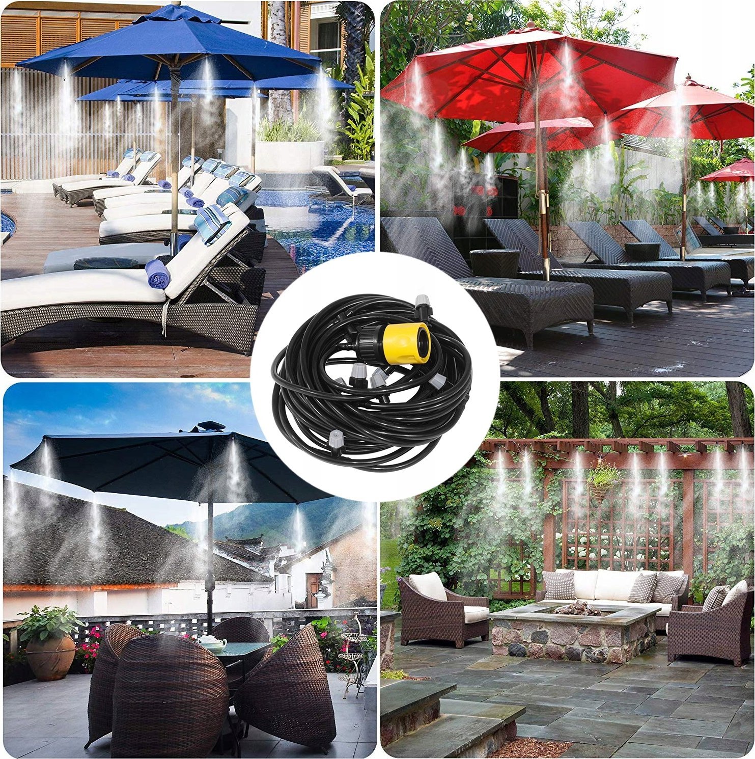 KURTYNA WODNA WĄŻ MGIEŁKA ZRASZACZ OGRÓD SYSTEM DO NAWADANIANIA ZESTAW 20 M