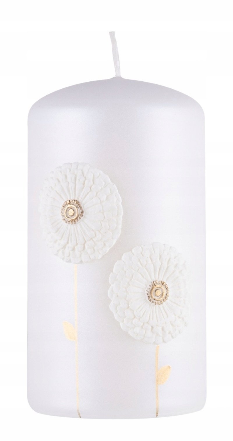 Donau Home Świeca słupkowa z dmuchawcami, 70x130mm, biały