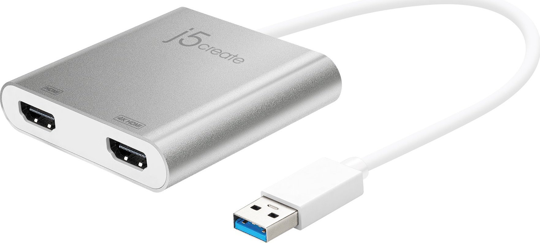 Adapter USB j5create Zewnętrzna Karta Graficzna USB 3840x2160 px Srebrna (JUA365)