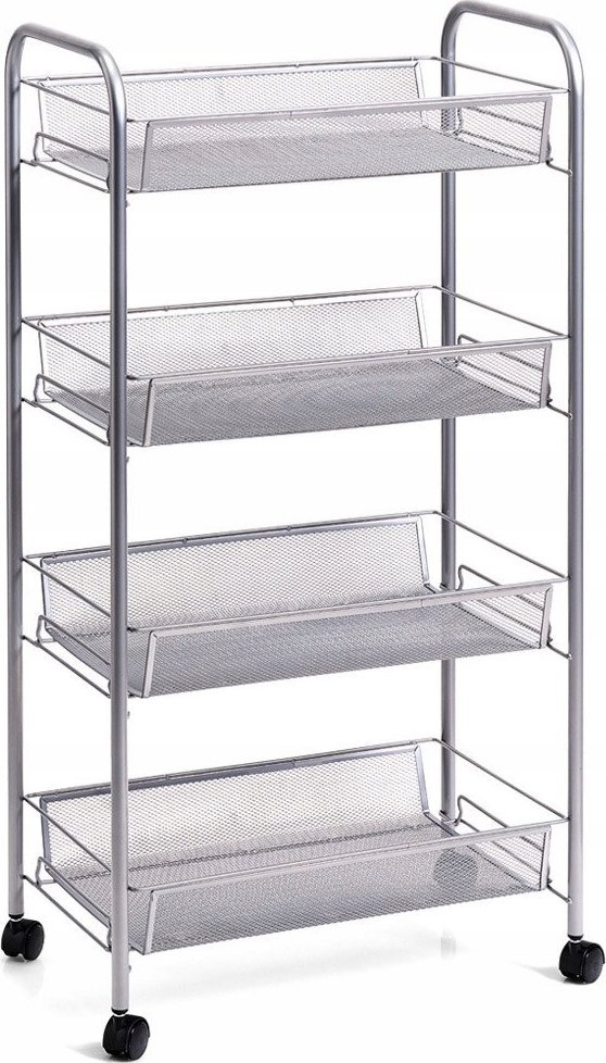 Zeller Uniwersalny organizer, regał z kółkami, siatka stalowa, możliwością przechowywania na 4 poziomach, Zeller