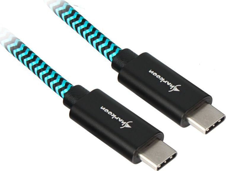 Kabel USB Sharkoon USB-C - USB-C 0.5 m Czarno-niebieski (4044951027132)