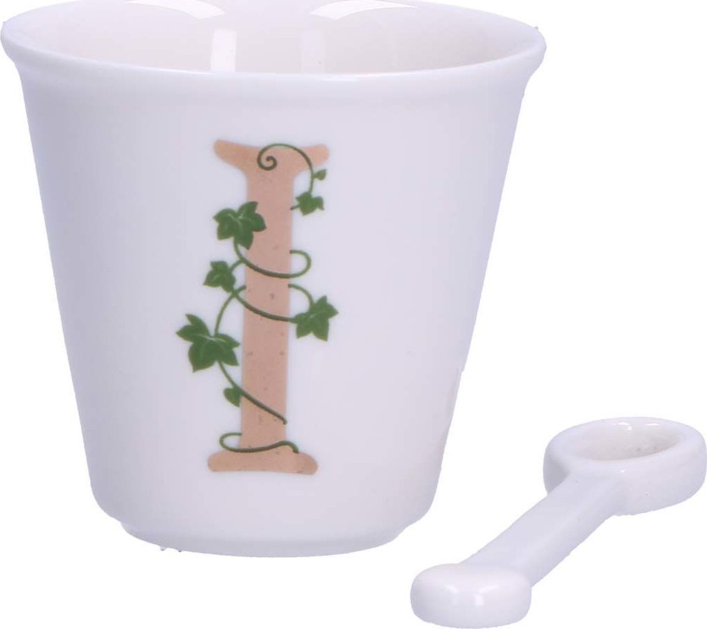 NPC Polska La Porcellana Bianca Filiżanka z łyżeczką litera I 75 ml