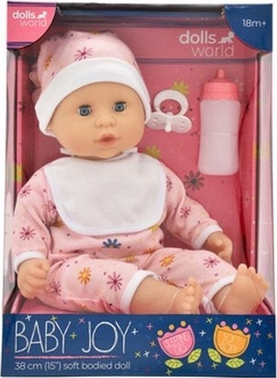 Dolls World DOLLS WORLD LALKA BABY JOY 38 CM - UBRANKO RÓŻOWE