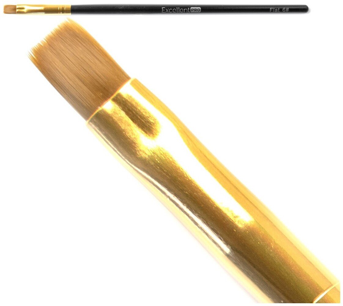 Cosmetics Zone EXCELLENT PRO Pędzelek do żelu Flat #6 Black