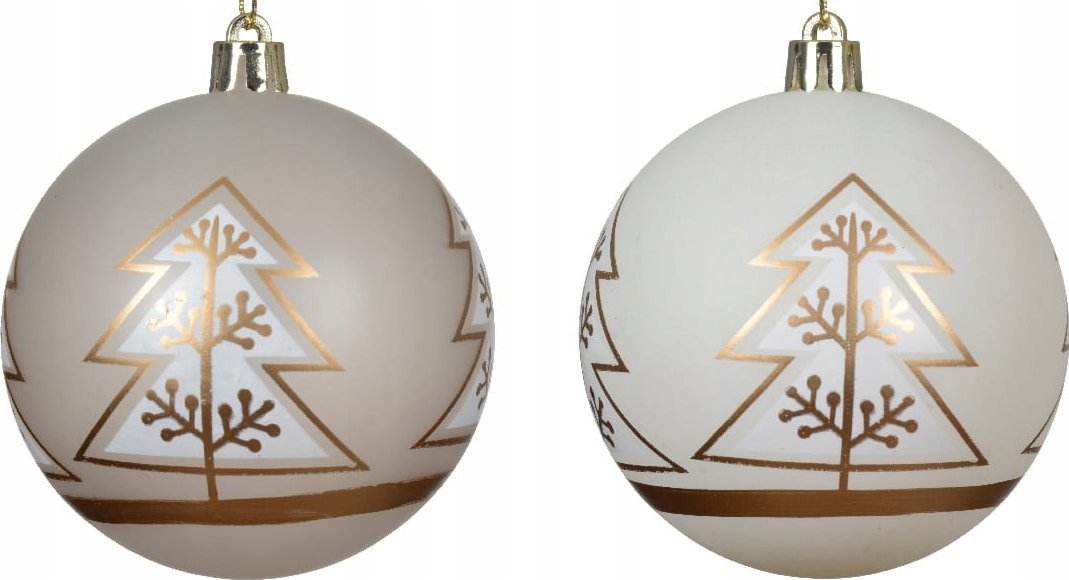 Kaemingk Bombka choinkowa plastikowa 8cm ze wzorem choinki 1szt