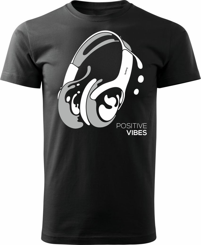 Topslang Koszulka ze słuchawkami DJ Positive Vibes męska czarna REGULAR XXL