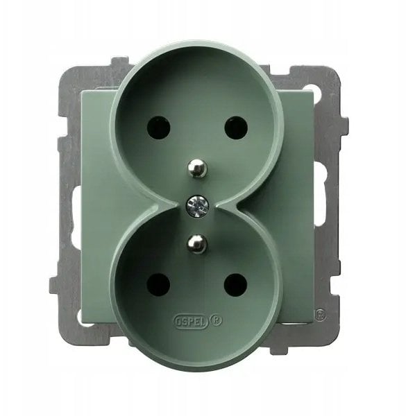 Ospel Gniazdo podwójne z uziemieniem moduł bez ramki zielony mat GP-2GRZ/m/84