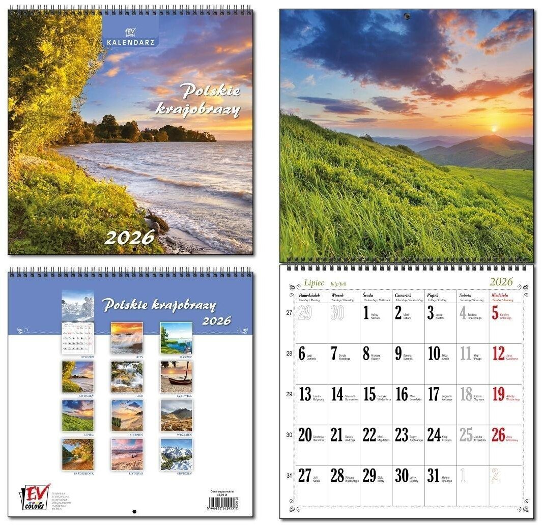 Kalendarz 2026 30x60 13 planszowy Pl. Krajobrazy