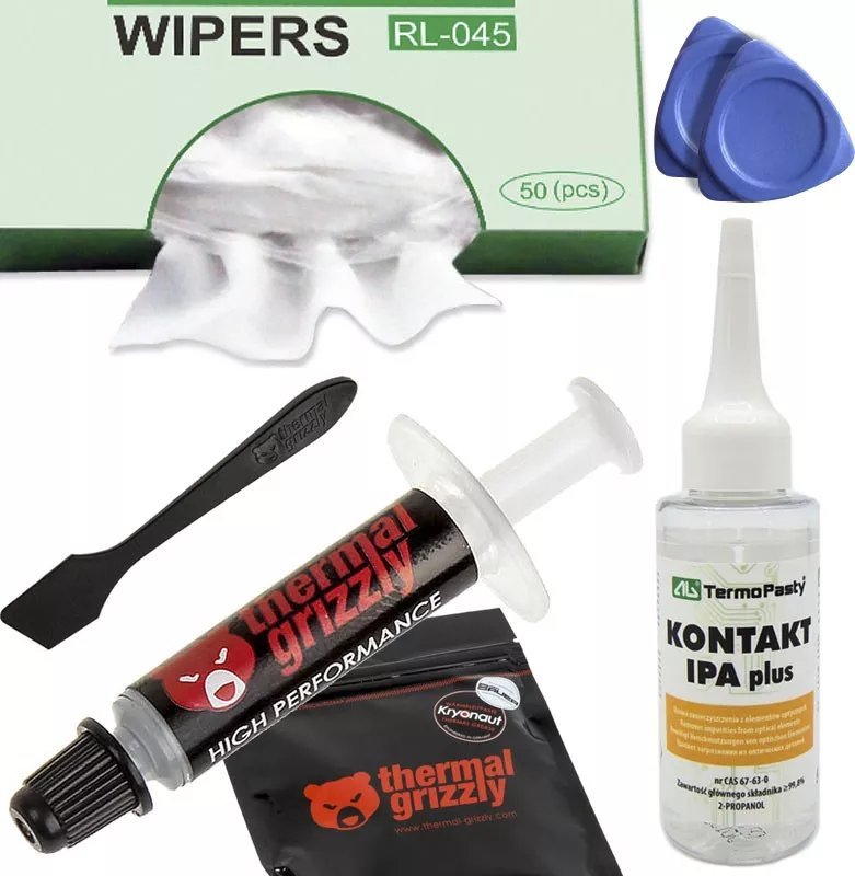 Mikrusy Pasta Thermal Grizzly Aeronaut + Alkohol IPA + Ściereczki + Otwieraki