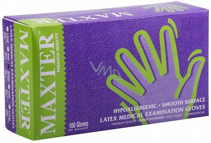 Rękawice lateksowe pudrowe MAXTER, 100 szt., XL